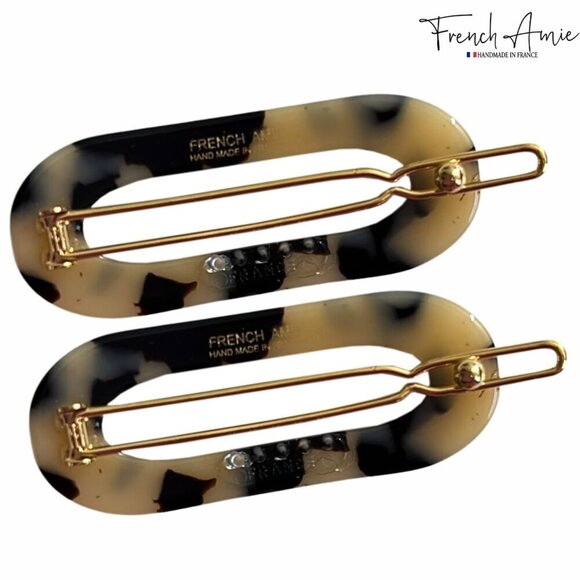 Mini Oval Celluloid Hair Clips Set of 2 Tortoise Shell for Women Girls main image 5
